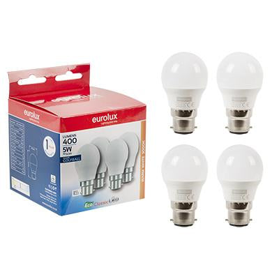 Eurolux - LED Golfball B22 5w 3000K 4 Pack