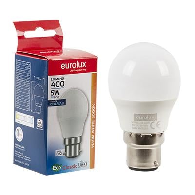 Eurolux - LED Golfball Core B22 5w 3000K Single Box