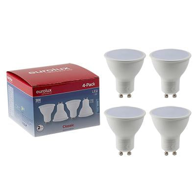 Eurolux - LED GU10 3w Cool White 4Pc Pack