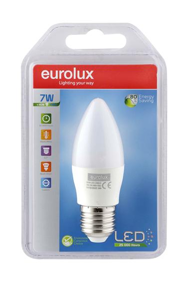 Eurolux - LED Plastic Candle E27 7w Warm White