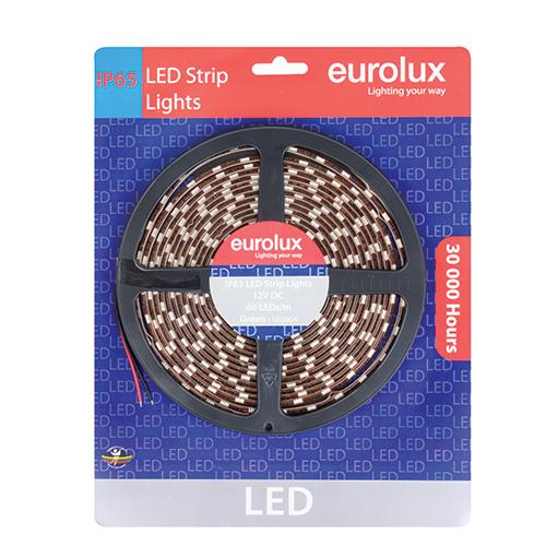 Eurolux - LED Strip 5m 14.4W/m Green IP65