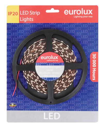 Eurolux - LED Strip 5m 14.4W/m Red IP20