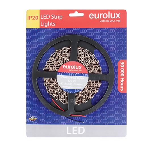 Eurolux - LED Strip 5m 14.4W/m Warm White IP20