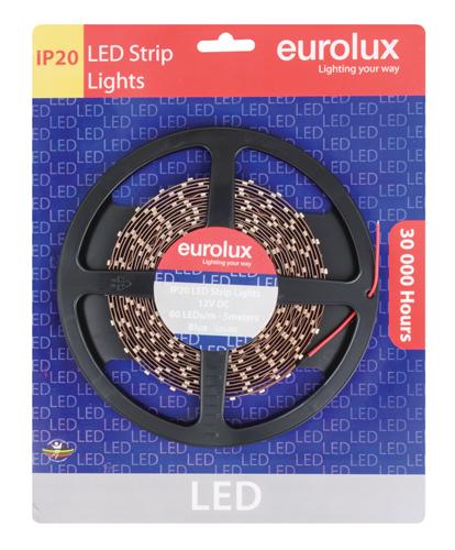 Eurolux - LED Strip 5m 4.8W/m Blue IP20