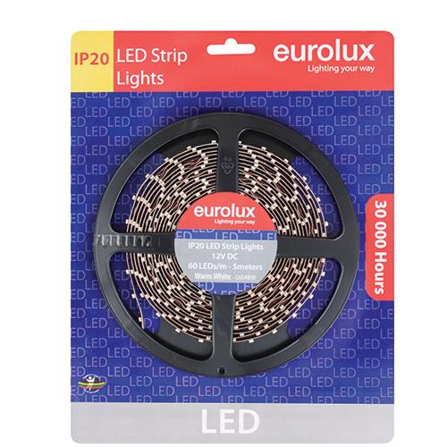 Eurolux - LED Strip 5m 4.8W/m Warm White IP20