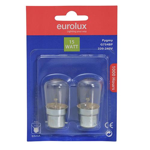 Eurolux - Pygmy B22 15w Warm White Twin Pack