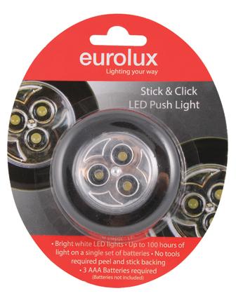 Eurolux - Stick 'n Click Push Light Black Single