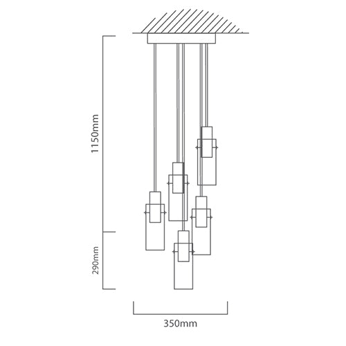 Eurolux Lighting: Pendants Eurolux - Montefino 5LT Pendant 350mm Black - Lighting, Lights - P1065