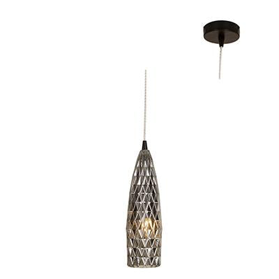 Eurolux - Pendant 95mm Black/Smokey Grey Glass