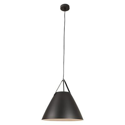 Eurolux - Pendant Sanded 480mm Black/Black Leather