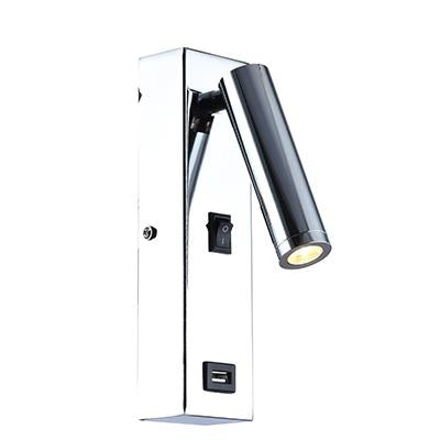 Eurolux - Metal USB Wall Light 50mm Satin Chrome