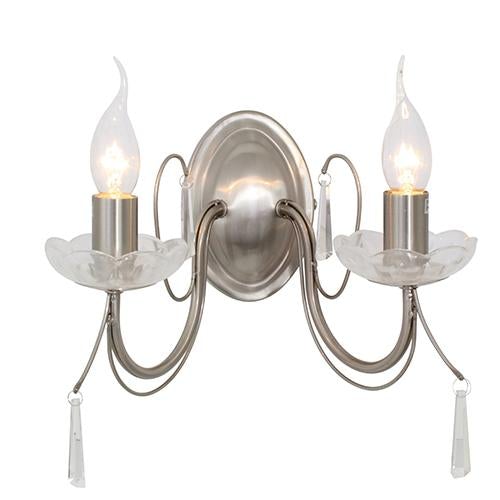 Eurolux - Wall Light 2LT Satin Chrome & Crystals