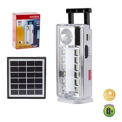 Eurolux - Rechargeables LED Emergency Light 5w White and Solar Panel