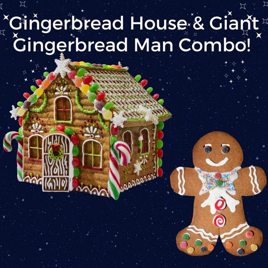 Giant Gingerbread Man & Gingerbread House Decorating Kit Combo
