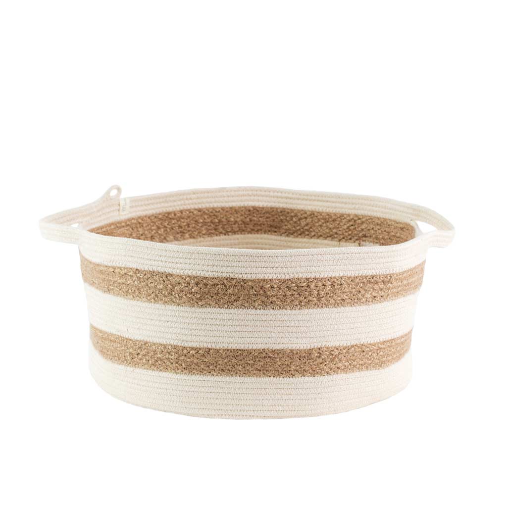 Handle Basket - Ivory & Jute Stripes