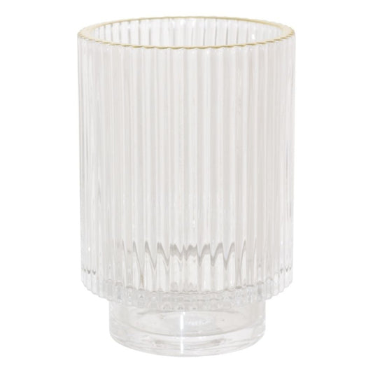 iHouzit Candle Holders Brooke Votive Clear and Gold Rim (13cm)