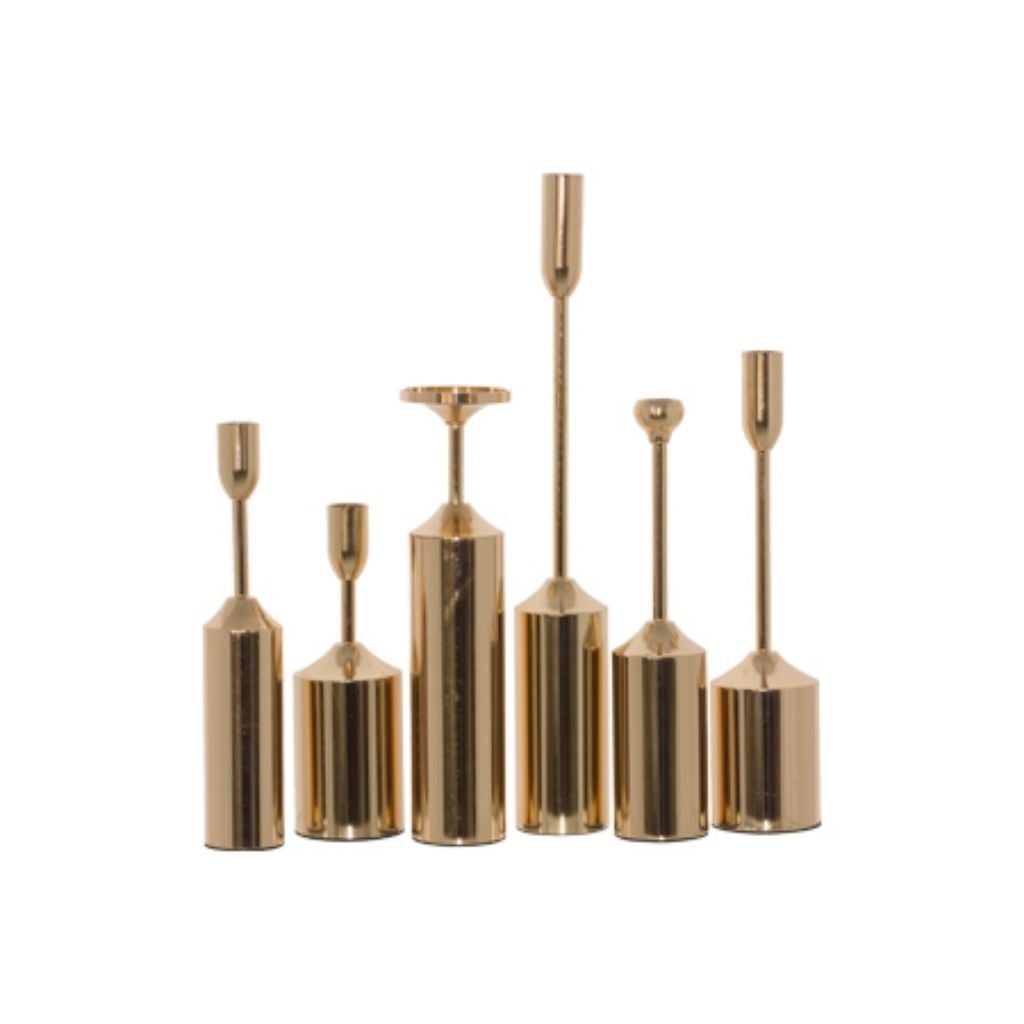 iHouzit Candle Holders Calvin Candle Holder Set of 6 in Gold Metal