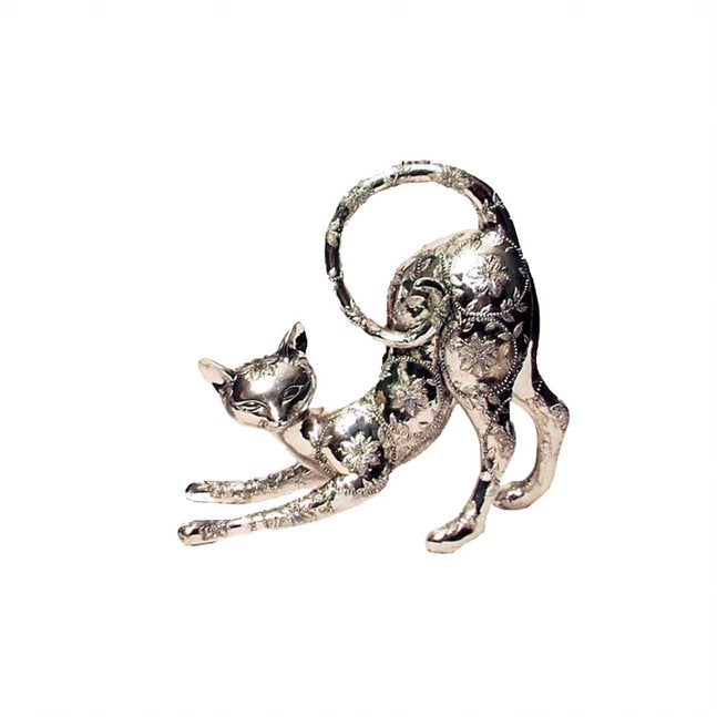 Cat - Playful Siamese in Silver - Decor Item (23 cm)