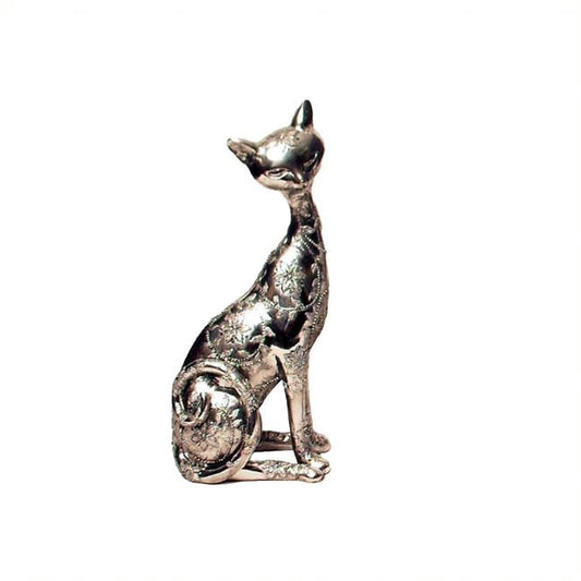 Cat - Sitting Siamese in Silver - Decor Item (27 cm)