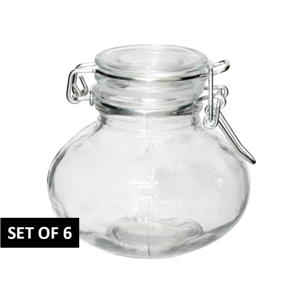 iHouzit Food Storage Containers Barrel Clip Top Glass Jar (8cm 150ml) - Storage Container (Set of 6)