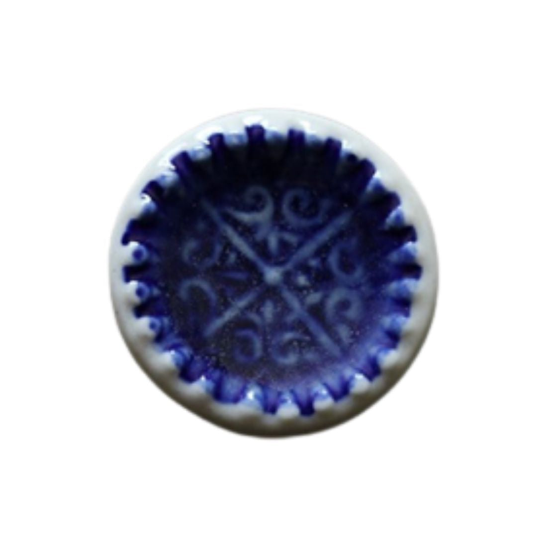 Ceramic Round Knob - Blue Geometric Pattern