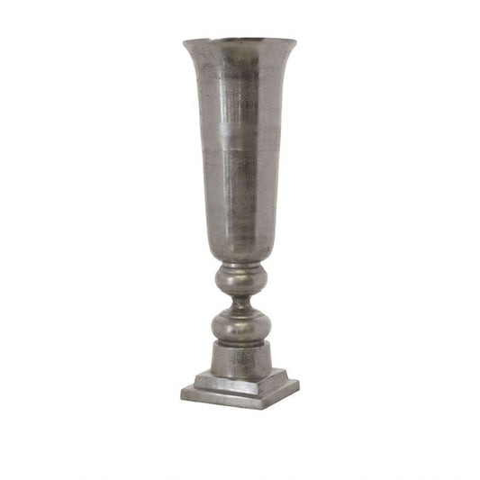 Vase - Aluminium Raw Silver Trumpet Vase (85 cm)