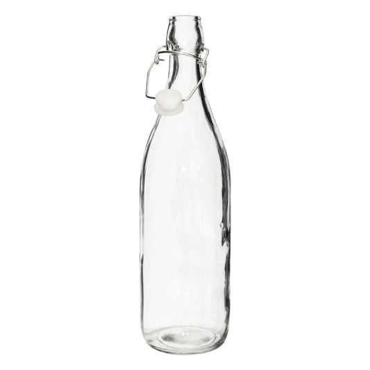 iHouzit Water Bottles Glass Water Bottle with Clip Top (1 Liter)