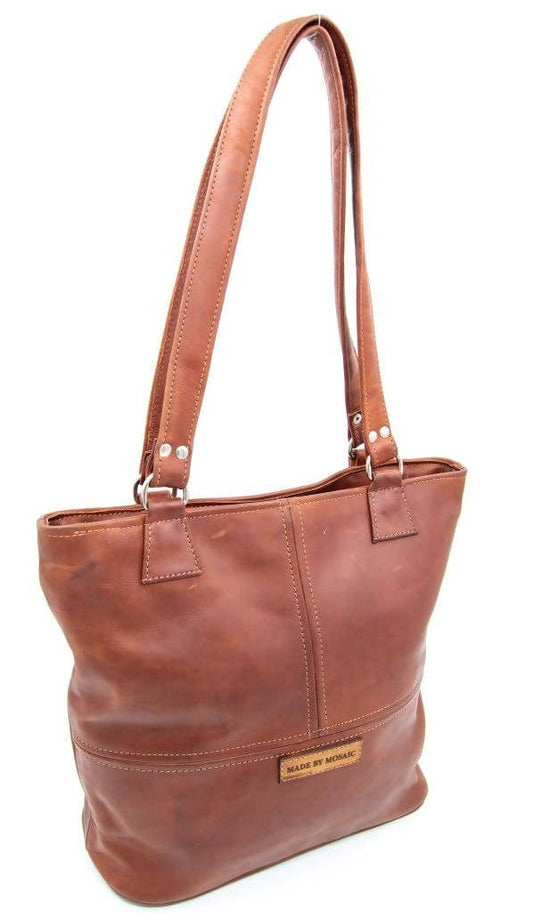 Made By Mosaic Ladies handmade leather handbag Mila Tobacco Made by Mosaic - Mila Ladies Leather Handbag, Shoulder Bag