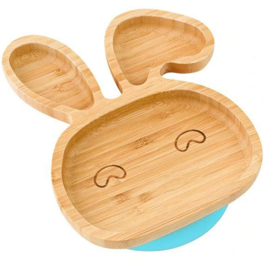 Nicolson Russell Baby & Toddler Blue Bamboo Bunny Plate with Silicone Suction and Spoon in Blue by Nicolson Russell