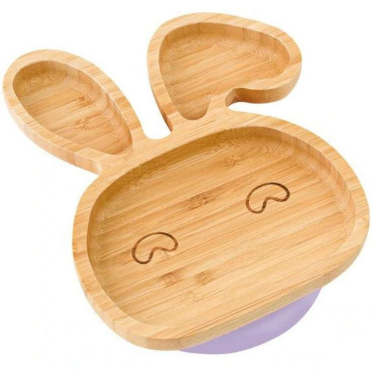 Nicolson Russell Baby & Toddler Lavender Bamboo Bunny Plate with Silicone Suction and Spoon in Lavender by Nicolson Russell