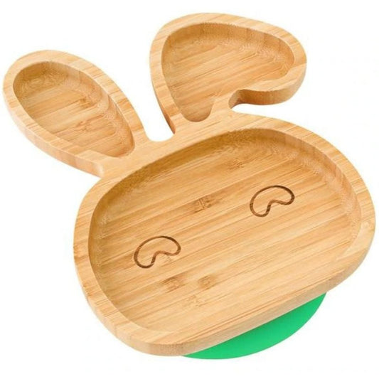 Nicolson Russell Baby & Toddler Mint Bamboo Bunny Plate with Silicone Suction and Spoon in Mint by Nicolson Russell