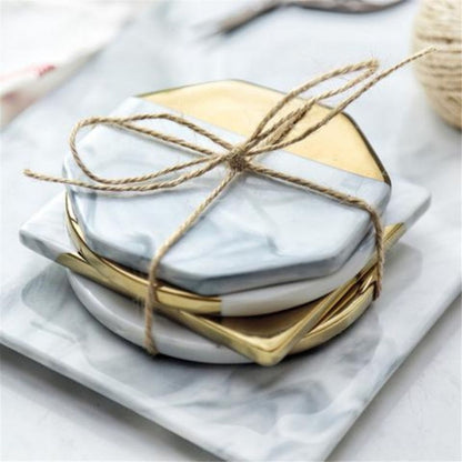 Grey Marble and Gold Coasters (Set of 2) by Nicolson Russell