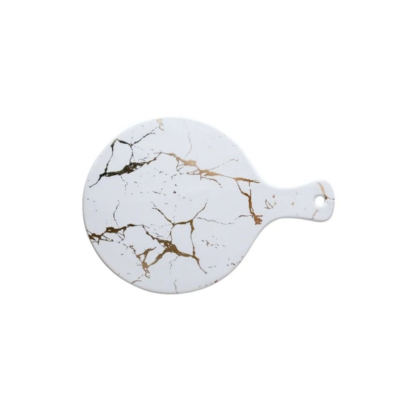 Nicolson Russell Plates White Kintsugi Black Round Pizza Board by Nicolson Russell (Sold Individually)