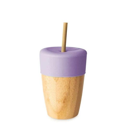 Nicolson Russell Sippy Cups Lavender Bamboo Cup with silicone Lid and Bamboo Straw in Lavender by Nicolson Russell