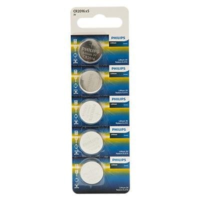 Philips CR2016 Lithium Coin Battery 3V 5 Blister
