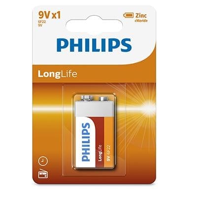 Philips Long-life Zinc Batteries 9V 1 Pack