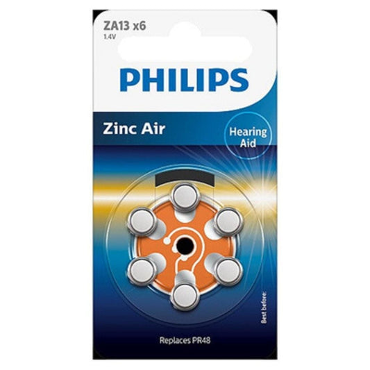 Philips Minicells Zinc Air Battery ZZA13 (Pack of 6)