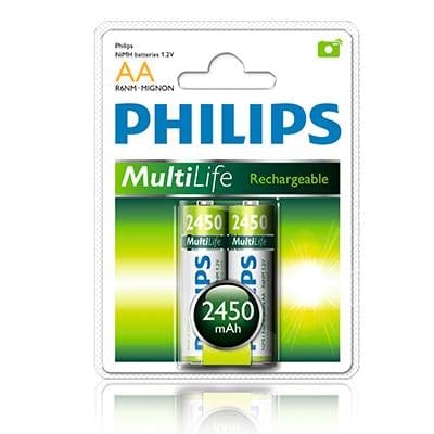 Philips Multilife NiMh Rechargeable AA batteries 1.2V 2 Pack