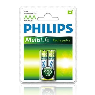 Philips Multilife NiMh Rechargeable AAA batteries 1.2V 2 Pack