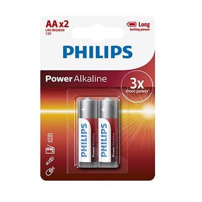 Philips Power Alkaline LR6 AA Batteries 1.5V 2 Pack