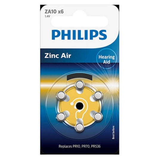 Philips Minicells Zinc Air Battery ZA10 (Pack of 6)