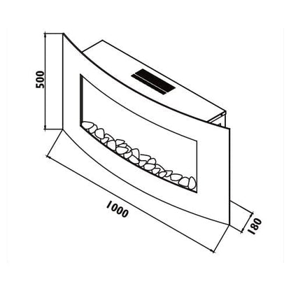Radiant - Fireplace Decorative Curved Indoor with Pebbles 1800w - RHE7