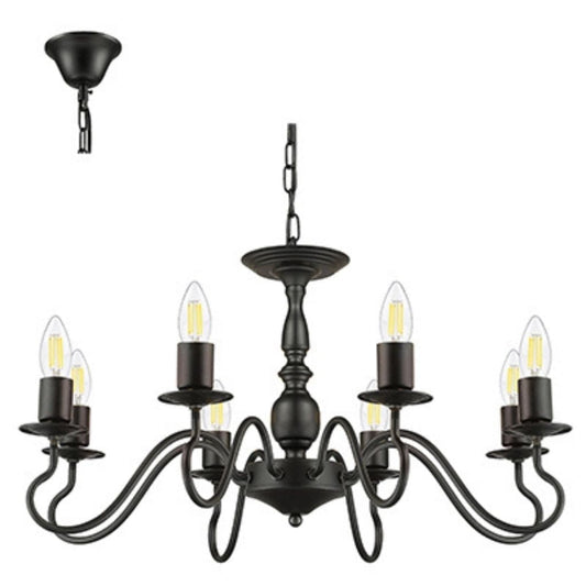 Radiant - 8LT Chandelier Black 8xE27 - RP186