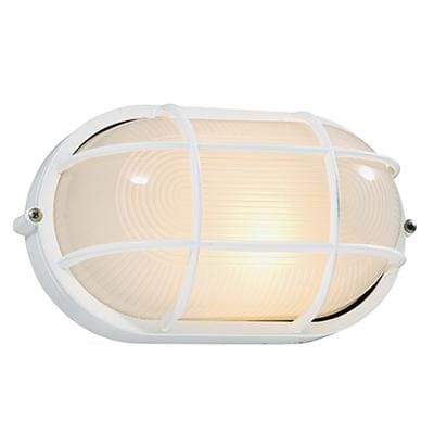 Radiant - Oval Large Grid Bulkhead White 1xPL18 - Discontinued - RB137Wpl18