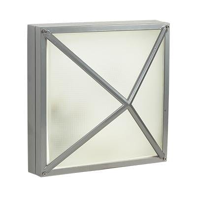 Radiant - Square Large Grid Bulkhead Silver Grey 2xE27 - RB144SG
