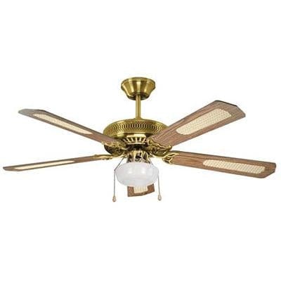 Radiant - Rattan Ceiling/Light Fan Antique Brass 1xE27 - RF8AB