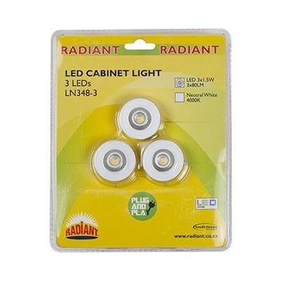 Radiant - Downlight Cabinet LED 3x1.5w Silver C/O 40mm - RD303