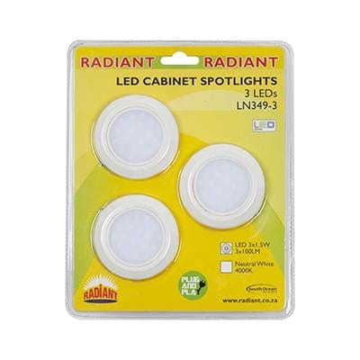 Radiant - Led Cabinet Downlight 230v 3x 1.5w 65mm C/o Energy Saving - RD304