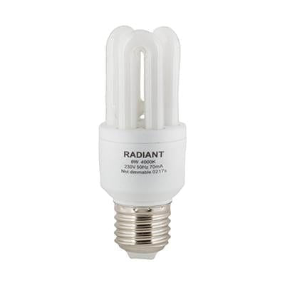 Radiant - Compact Fluorescent Lamp (CFL) Mini 3U E27 8w 4000K - RLC100
