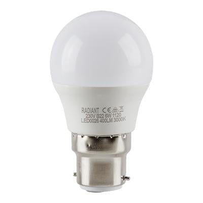 Radiant - Golf Ball Frosted B22 LED 6w 3000K - RLL026